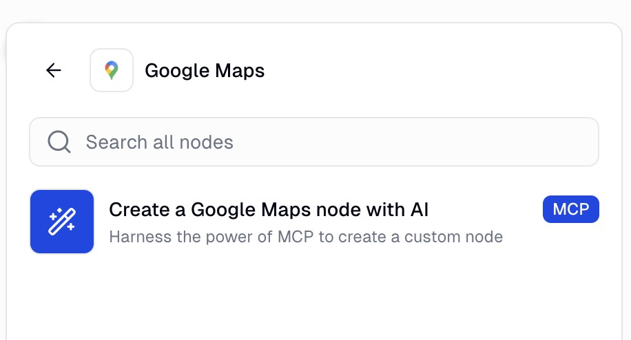 Google Maps MCP node in Node Library
